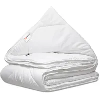 alpina Bettdecke 140x200 cm - 4-Jahreszeiten-Daunendecke - Duvet 1 Person - Maschinenwaschbar bei 40 Grad - Schnelltrocknendes und Atmungsaktives Material - Polyester - Weiß
