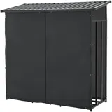 casa.pro Brennholzregal Yakutat Metall 185 x 70 x 180 cm Schwarz