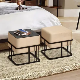 [en.casa] Hocker Tas 38 x 38 x 38 cm Beige