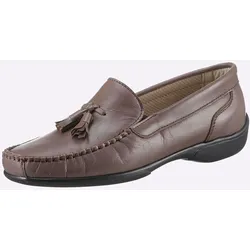 Mokassin CLASSIC, Damen, Gr. 41, grau (taupe), Leder, Glattleder, Basic, Schuhe