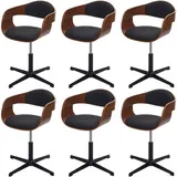 6er-Set Esszimmerstuhl HHG-496, Stuhl, höhenverstellbar Drehmechanismus Bugholz MVG Walnuss-Optik, Stoff dunkelgrau