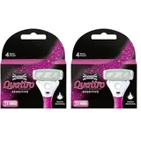 Wilkinson Sword Quattro for Women Sensitive Rasierklingen für Damen Rasierer, 3 St (Packung mit 2)