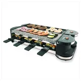KORONA 45071 Drehbares Raclette | Raclette für 8 Personen | Antihaft-Grillplatte | Naturstein | Extra langes Kabel | Inkl. Zubehör, Schwarz