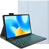 YHFZR Tastatur Hülle für Samsung Galaxy Tab Active 5/Tab Active 3 8 Zoll SM-X300/X306B/T570/T575, [QWERTY Layout] Ultraslim Hülle mit 7 Farben Beleuchtung Kabellose Tastatur mit Schützhülle, Blau