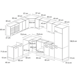 Vicco Winkelküche R-Line L-Form 287 cm Rot Hochglanz/Anthrazit