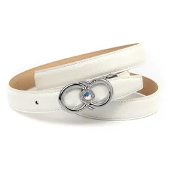Ledergürtel ANTHONI CROWN, Damen, Gr. 90, weiß, Rindsleder, unifarben, casual,elegant,feminin,modisch, Gürtel, Eleganter Klassiker mit Glitzersteinen, leicht bombiert