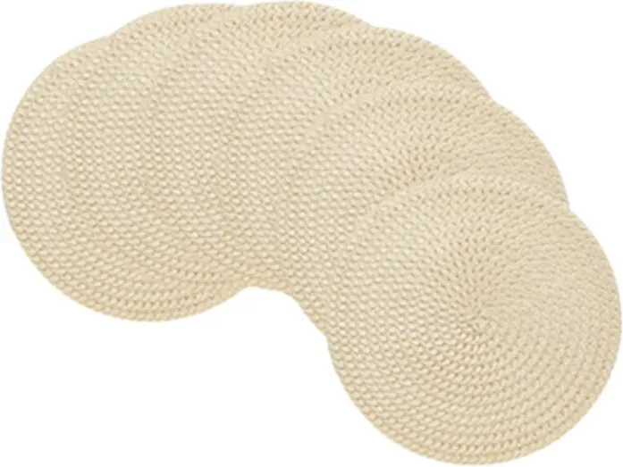 6er-Set Papier-Tischsets, geflochtene runde Tischsets Beige, 100% Papier, hitzebeständig, waschbar, kariertes Muster, Dekoration für Esszimmer & Küche
