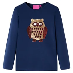 Kinder-Langarmshirt Marineblau mit Eulenmotiv Größe 92 - 92