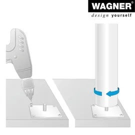 Wagner Möbelbein/Tischbein/Möbelfuß/Verstellfuß Telescope - Ø 60 x 160-250 mm, ausziehbar, Edelstahl-Optik- 12182501