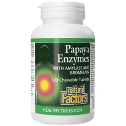 Natural Factors NATURAL FACTORS PAPAYA ENZYMES WITH AMYLASE AND BROMELAIN (60 CHEWABLE TABLETS) (120 Kautabletten)