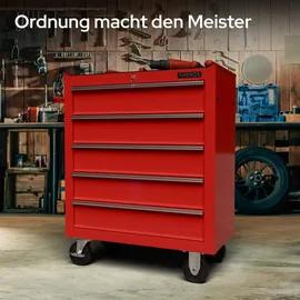 Arebos Werkstattwagen Werkzeugwagen Rollwagen Werkzeugkiste Toolbox 5 Fächer
