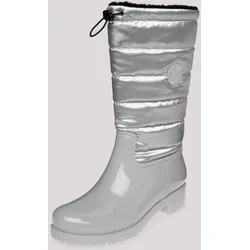 Gummistiefel SOCCX, Damen, Gr. 39, silber, Synthetik, Textil, bestickt, casual, Schuhe, mit Warmfutter