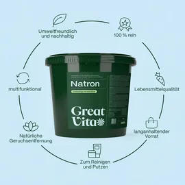 greatvita Natron Pulver 5 kg Eimer | Lebensmittelqualität E500ii, Backpulver Backsoda