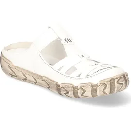 Rieker Damen Clog aus Leder offen mit Klettverschluss und Riricon Sohle L0396, Größe:40 EU, Farbe:Weiß - Weiß 40