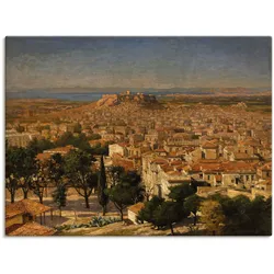 Leinwandbild ARTLAND "Blick auf Athen mit der Akropolis.", braun (farbe bild(er): braun), B:40cm H:30cm, Canvas, Leinwand, Bilder, auf Keilrahmen gespannt