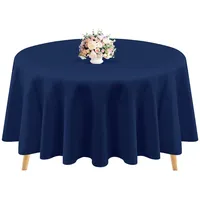 1 Packung dunkelblaue runde Tischdecken aus Polyester, 228 cm, runde Tischdecke, Flecken- und knitterfrei, waschbare Tischdecke für Hochzeiten, Partys, Bankette, Buffettische, Feiertage dekorieren