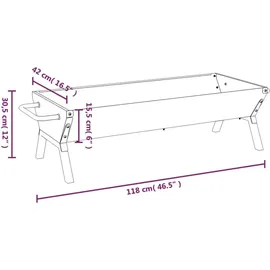 vidaXL Grill Silbern 118x42x30,5 cm