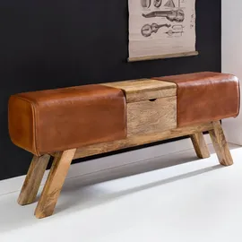 KADIMA DESIGN Sitzbank, Echtes Leder, Holzbeine, 120 cm, - Stilvoll & Komfortabel mit Stauraum