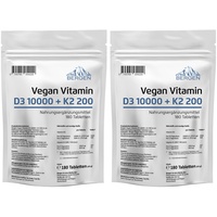 360 Tabletten Vitamin D3 10000IU & Vitamin K2 200mcg MK-7 Menachinon-7