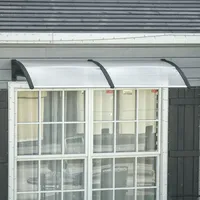 Türüberdachung, Schutz Vor Regen, Wind Und Hagel, Polycarbonat, Aluminium, 200 X 96 X 27 Cm, Schwarz