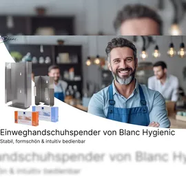 Blanc HYGIENIC Spenderhalter aus Edelstahl für Einweg Handschuhe, rostfrei, flexibel montierbar, Maße in cm: 21,5 x 12,5 x 7,5
