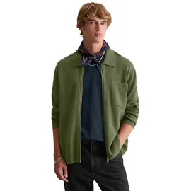 Marc O'Polo DENIM Cardigan mit Reißverschluss und Polokragen grün M (48)