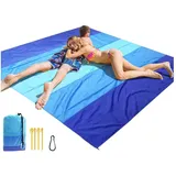 bvxchg Stranddecke Picknickdecken Campingdecke wasserdicht sanddicht Ultraleicht und kompakt für Strand, Camping, Wandern, Picknick (blau 200cmx210cm)