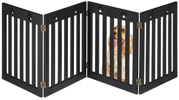 Relaxdays 4-teiliges Hundeabsperrgitter Pfoten Schwarz