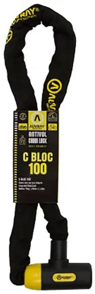 Auvray C-bloc 8 Mm Kettenschloss - Black / Yellow - 100 cm