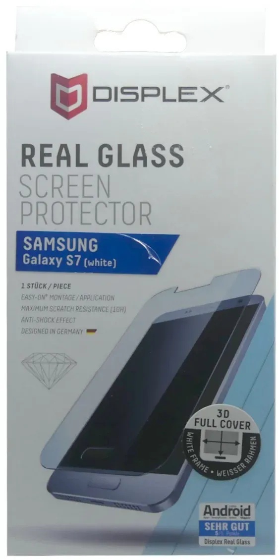 DISPLEX Screen Protector Glasschutz Smartphone Samsung Galaxy S7 widerstandsf...