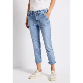 STREET ONE Gerade Jeans STREET ONE, Damen, Gr. 32, Länge 28, ultra bleach random washed, Web, 81% Baumwolle, 16% Polyester, 3% Elasthan, unifarben, normal, Jeans, aus Baumwolle mit Stretchanteil