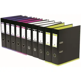 Oxford Ordner A4, myColour, 8 cm breit, zweifarbig schwarz sortiert, 10 Stück