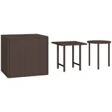 vidaXL Beistelltische 3 Stk. Braun Poly Rattan