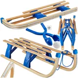 Tectake Holzschlitten, klappbar, solide Stahlkufen, 37,5 x 109,5 x 31 cm, Belastbarkeit 130 kg