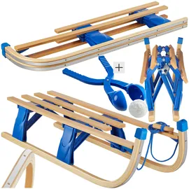 Tectake Holzschlitten, klappbar, solide Stahlkufen, 37,5 x 109,5 x 31 cm, Belastbarkeit 130 kg