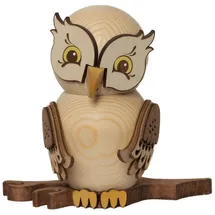 Kuhnert - Rauchfigur/ Räucherfigur - Eule natur aus Massivholz - ca. 15 cm - Made in Germany