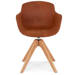 Armlehne Stuhl aus Holz und Mikrofaser  Esszimmerstuhl mit gepolstertem Sitz und Rückenlehne  Vintage Modernes Design  Kadima Design