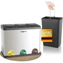 MAXCRAFT Mülleimer / Treteimer mit 3 Behältern - 54 Liter (3 x 18 Liter)