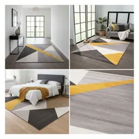Vimoda Teppich Wohnzimmer Schlafzimmer Flur Teppich Geometrisches Muster Gelb, Maße:80x150 cm