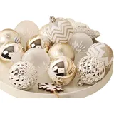 Exquisite Christbaumkugeln in Champagner-Gold und Weiß, 16 Stück, schaffen festliche Atmosphäre zu Hause, traditionelle goldene Weihnachten