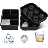 LUCKEA Eiswürfelbehälter Eisballform Große Eiswürfel- LUCKEA Eiswürfel-Behälter 6-Fach 2-Set Eiswürfelschale, BPA frei, für gekühlte Getränke, Whisky und Cocktails