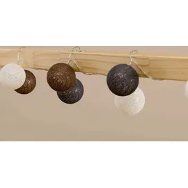 Idimex Lichterkette Amici mit 20 Kugeln in weiß/grau/braun, Lichtergirlande mit LED Licht warmes weiß, LED Girlande batteriebetrieben
