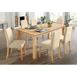 Home Affaire Essgruppe, (Set, 7-tlg), Tischgruppe im Landhaus Stil, Tisch, 6 Stühle beige