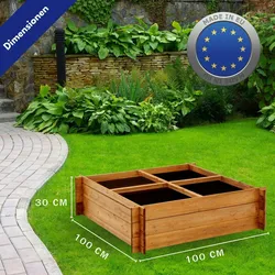 Mein-Regal Coemo Hochbeet Riga Kräuterbeet Holz 4-geteilt mit Unterteilung