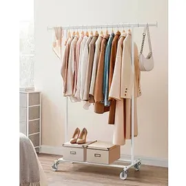 Songmics Rollgarderobe weiß Metall 92,0 - 132,0 x 160,0 cm