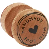 Rayher Stempel Holz "Handmade with love", 3 cm ø, Motivstempel Holz, Holzstempel, Butterer Stempel, Rundstempel, 29022000
