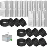 Balimo Filter für Katzenbrunnen, 12 Stück Filter + 12 Stück Schaumstofffilter für Trinkbrunnen für Katze