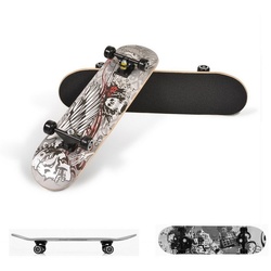 Moni Skateboard Kinder Skateboard Lux 3006, ABEC-5 Lager 85A-PU-Räder Deckgröße 79 x 21 cm grau