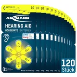 Ansmann Hörgerätebatterien Typ 10 gelb PR70 P10 ZL4, 120 Stück, German Quality