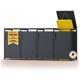 MUVELL Mülltonnenbox 4er 240l & 120l Müllbox - aus 0,8 mm feuerverzinkten Metall - Eisenglimmer DB 703 Premiumfarbe Mülltonnenboxen - korrosions...
